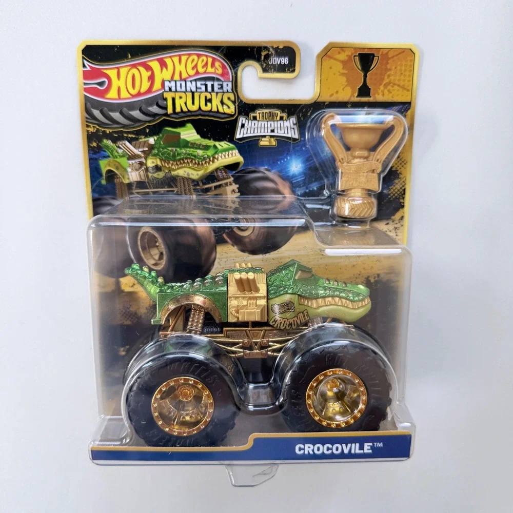 Hot Wheels Monster Trucks Trophy Champions Crocovile Green Gold JDV96 1:64 Scale